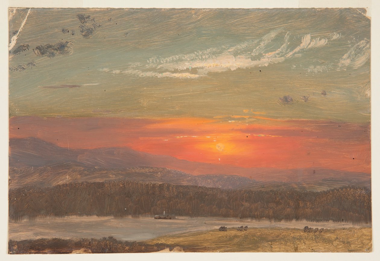 Rysunek, Zachód słońca nad Catskills, 1870-80 autorstwa Frederic Edwin Church