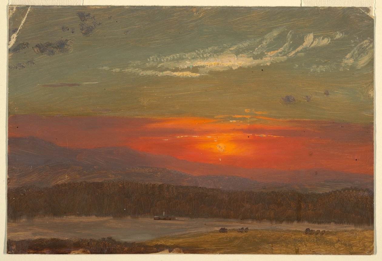 Rysunek, Zachód słońca nad Catskills, 1870-80 autorstwa Frederic Edwin Church