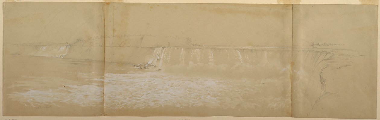 Rysunek, wodospad Niagara, wrzesień lub październik 1856 r. autorstwa Frederic Edwin Church