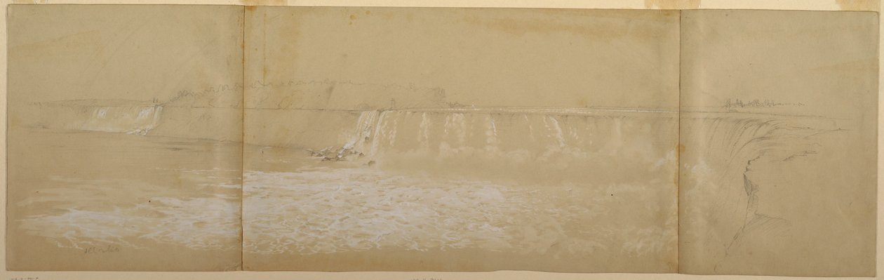 Rysunek, wodospad Niagara, wrzesień lub październik 1856 r. autorstwa Frederic Edwin Church