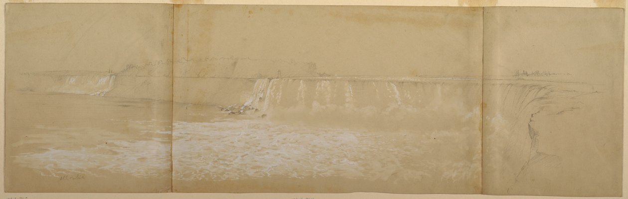 Rysunek, wodospad Niagara, wrzesień lub październik 1856 r. autorstwa Frederic Edwin Church