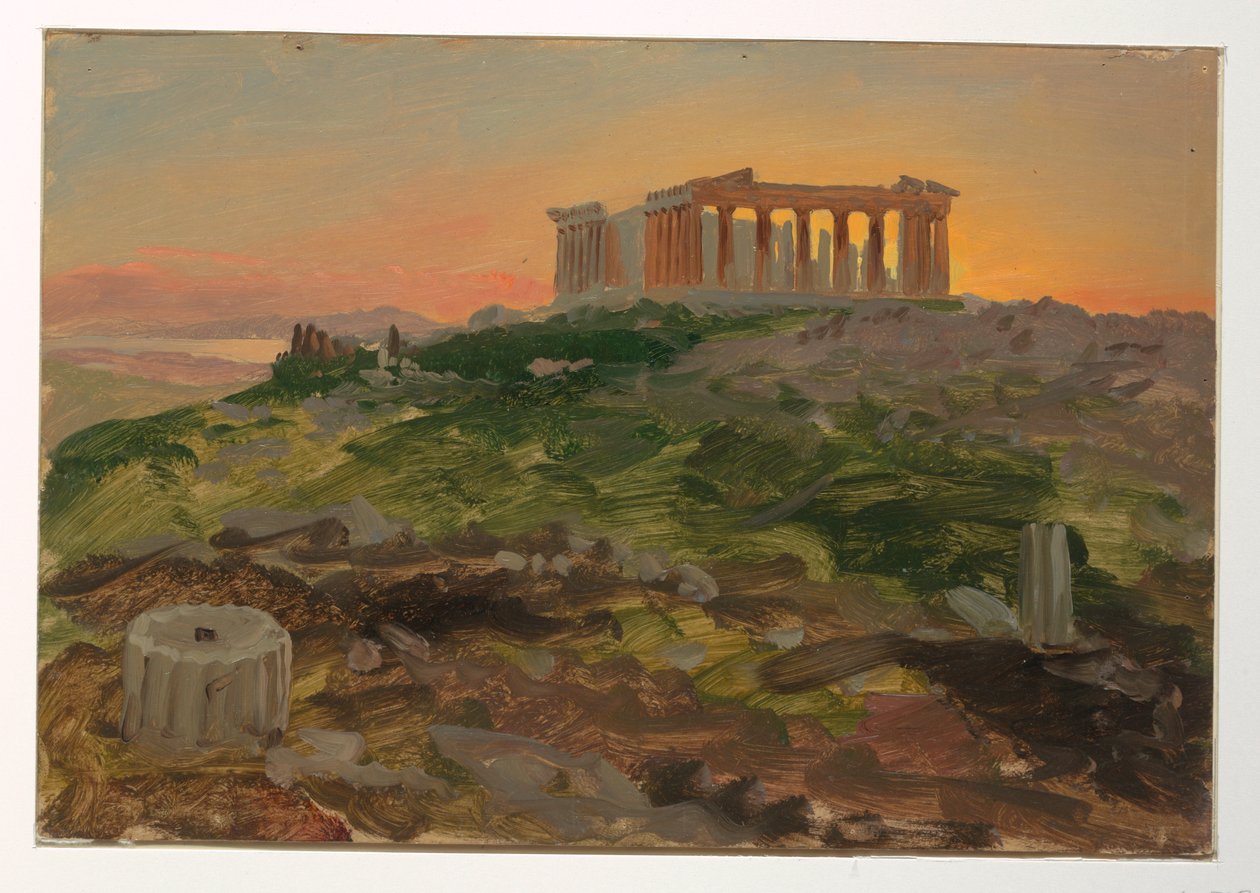 Rysunek przedstawiający Partenon od południowego wschodu, kwiecień 1869 r. autorstwa Frederic Edwin Church