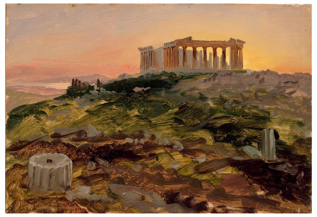 Rysunek przedstawiający Partenon od południowego wschodu, kwiecień 1869 r. autorstwa Frederic Edwin Church