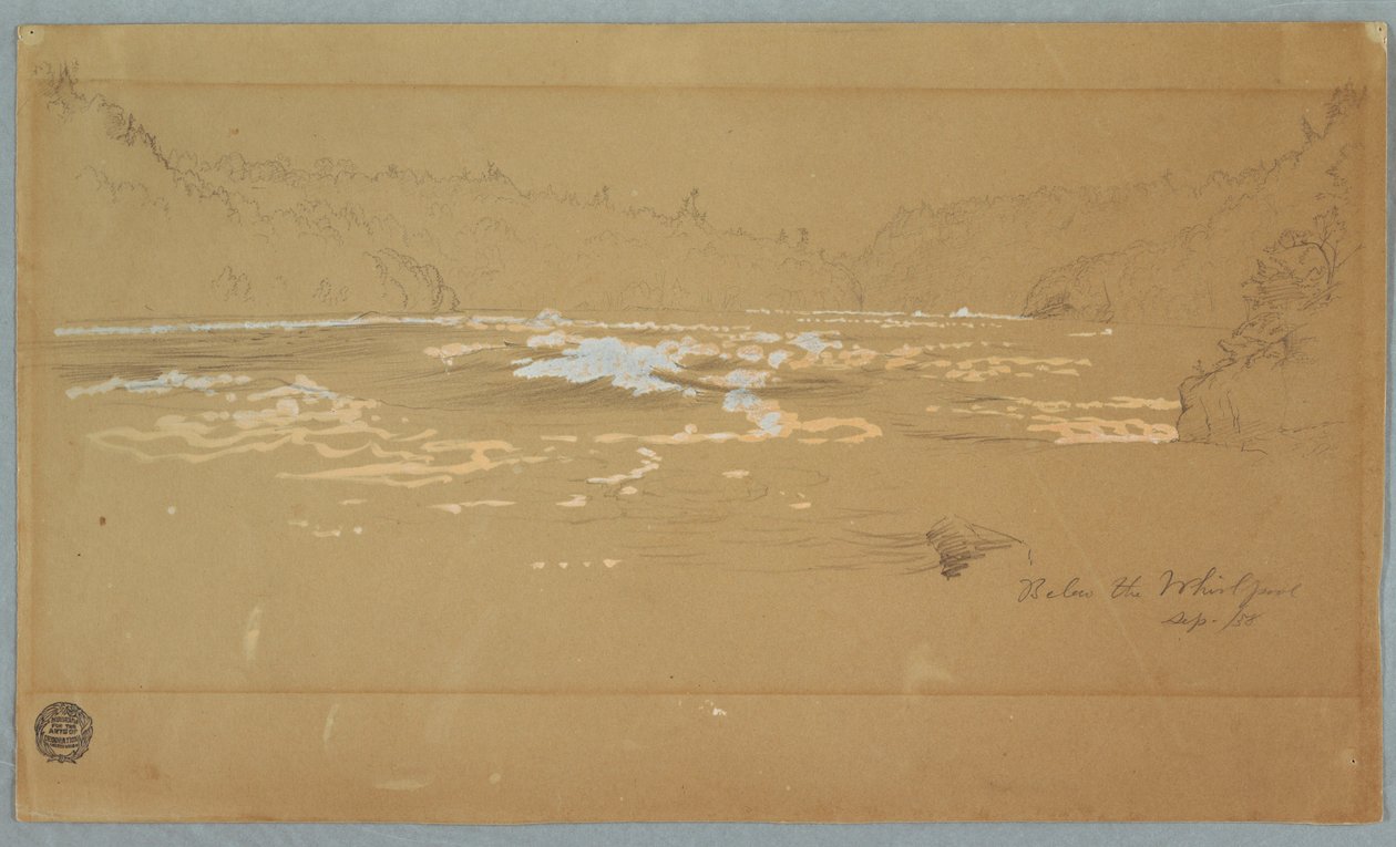 Rysunek "Rzeka poniżej wiru", wrzesień 1858 r. autorstwa Frederic Edwin Church