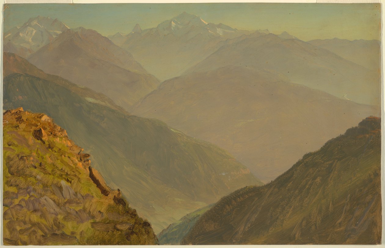 Rysunek, Watzmann i Goell, niedaleko Berchtesgeden, 1868 r. autorstwa Frederic Edwin Church