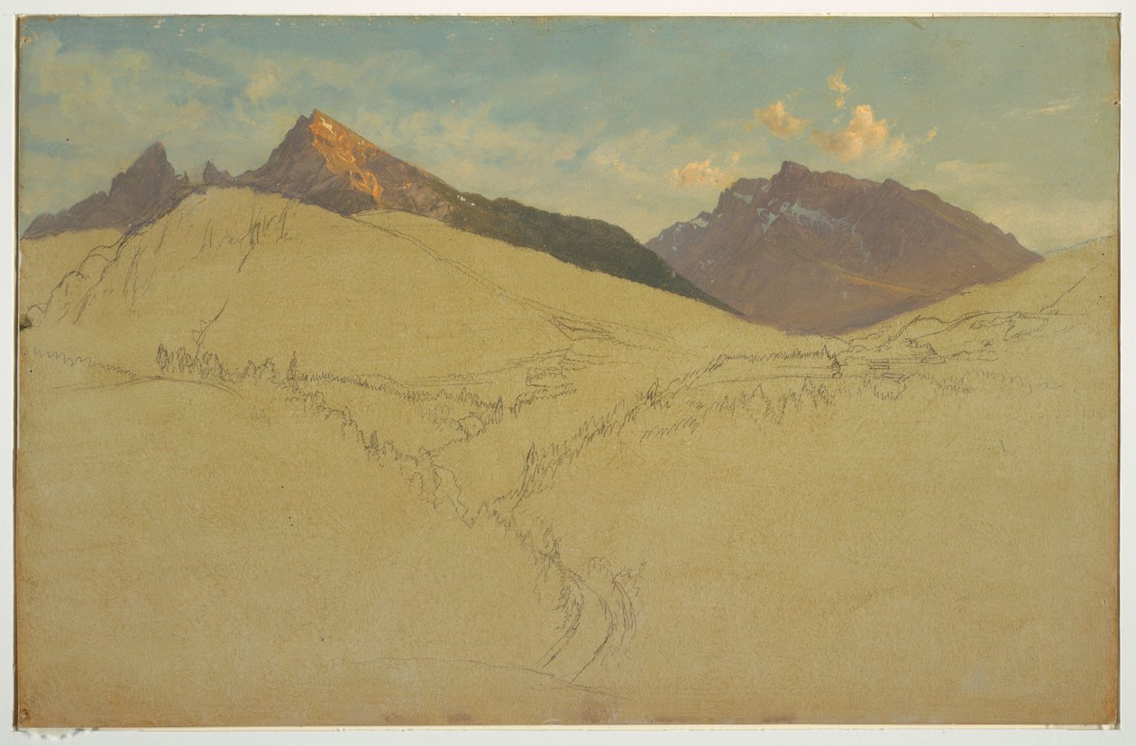 Rysunek, Watzmann, niedaleko Berchtesgaden, Bawaria, czerwiec 1868 r. autorstwa Frederic Edwin Church