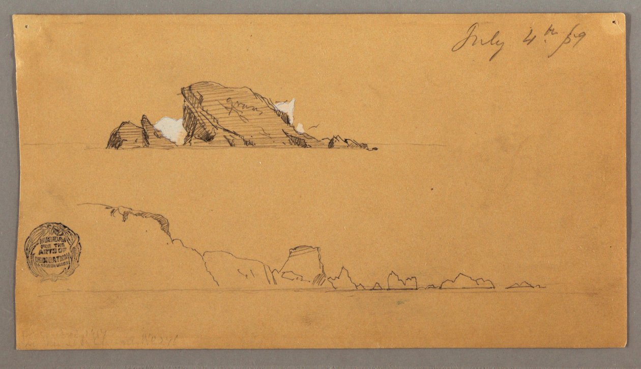 Rysunek przedstawiający dwie góry lodowe, 4 lipca 1859 r. autorstwa Frederic Edwin Church