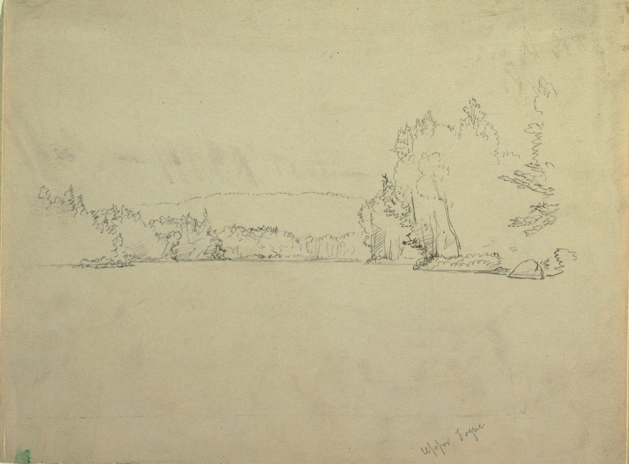 Rysunek, jezioro Upper Togue, ok. 1885 r. autorstwa Frederic Edwin Church