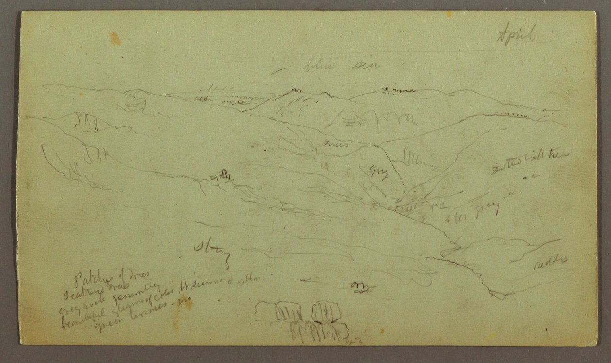 Rysunek, Valley, prawdopodobnie kwiecień 1868 r. autorstwa Frederic Edwin Church