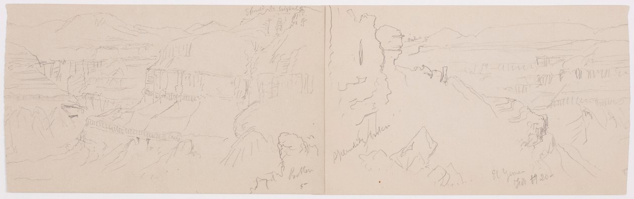 Rysunek, dolina El Yemen, 20 lutego 1868 r. autorstwa Frederic Edwin Church