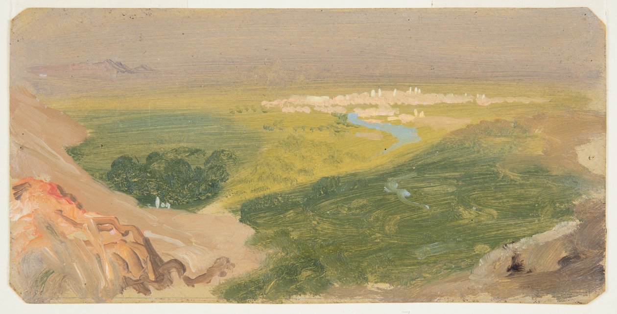 Rysunek, widok w kierunku Damaszku, Syria, 24 kwietnia - 16 maja 1868 r. autorstwa Frederic Edwin Church