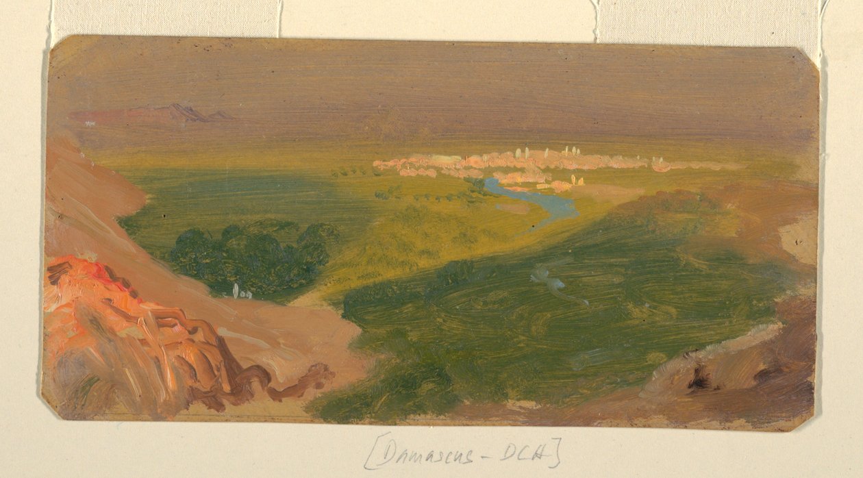 Rysunek, widok w kierunku Damaszku, Syria, 24 kwietnia - 16 maja 1868 r. autorstwa Frederic Edwin Church