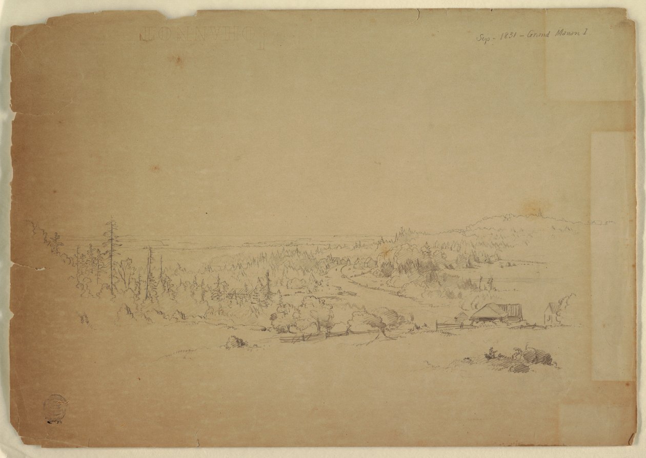 Rysunek, widok z wyspy Grand Manan w Kanadzie na morze, wrzesień 1851 r. autorstwa Frederic Edwin Church