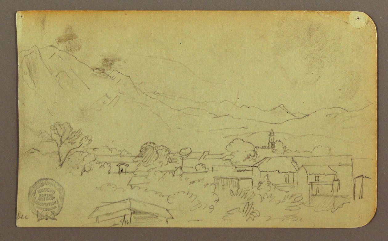 Rysunek, wioska; Verso: Hilltop, grudzień 1883 r. autorstwa Frederic Edwin Church