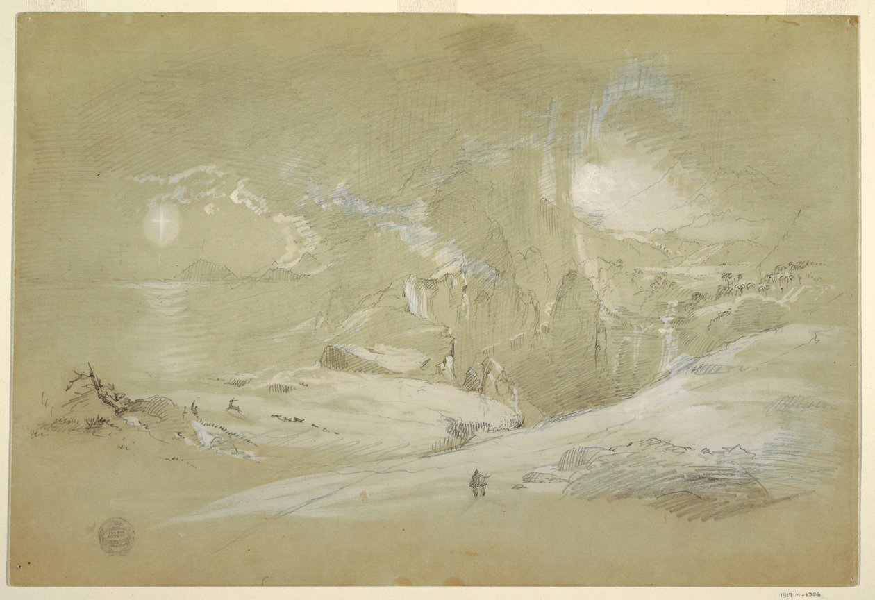Rysunek, Wizja krzyża, krajobraz ze zjawą, wrzesień 1868 r. autorstwa Frederic Edwin Church