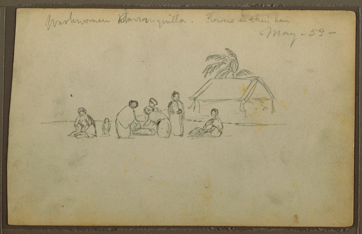 Rysunek, praczka w Barranquilla, Kolumbia, maj 1853 r. autorstwa Frederic Edwin Church