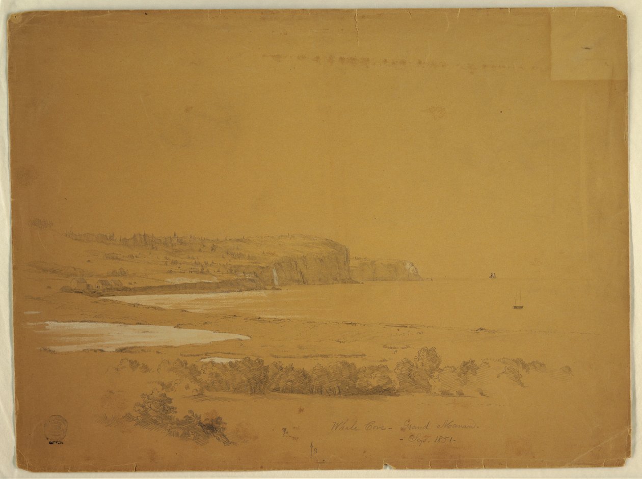 Rysunek, Whale Cove, wyspa Grand Manan, Kanada, wrzesień 1851 r. autorstwa Frederic Edwin Church
