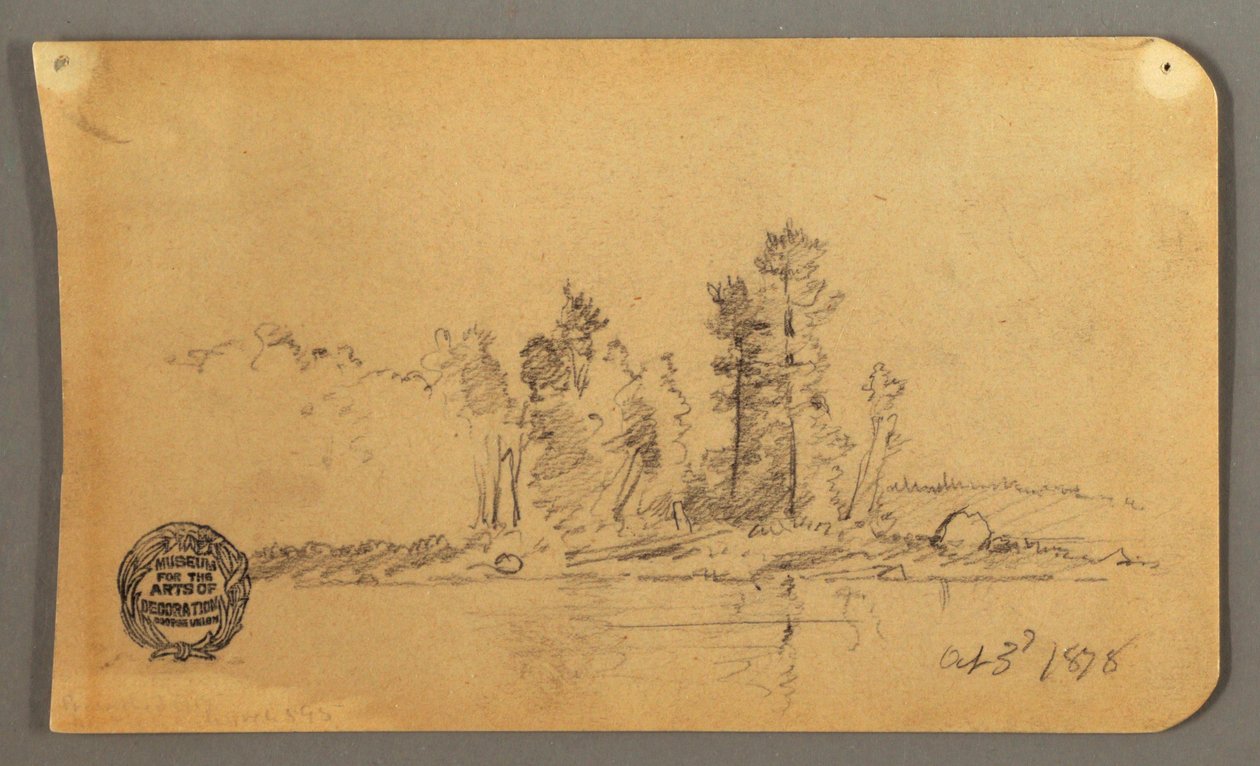 Rysunek, zalesiony brzeg, 1878 r. autorstwa Frederic Edwin Church