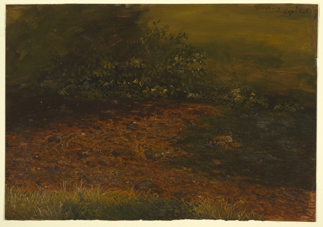 Rysunek, strumień Woodland w Catskills, wrzesień 1848 r. autorstwa Frederic Edwin Church