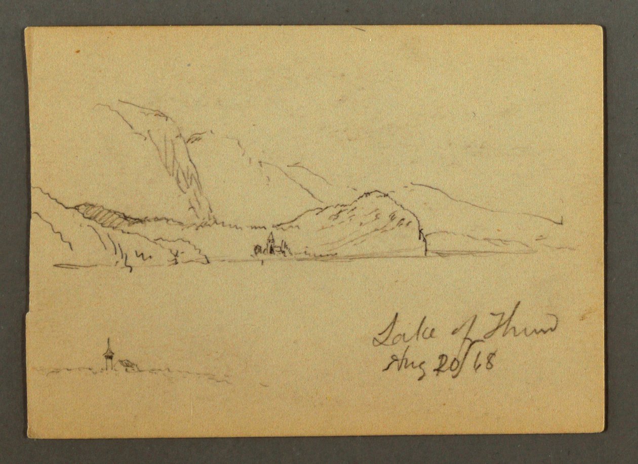 Rysunek, jezioro Thun, Oberland Berneński, 20 sierpnia 1868 r. autorstwa Frederic Edwin Church