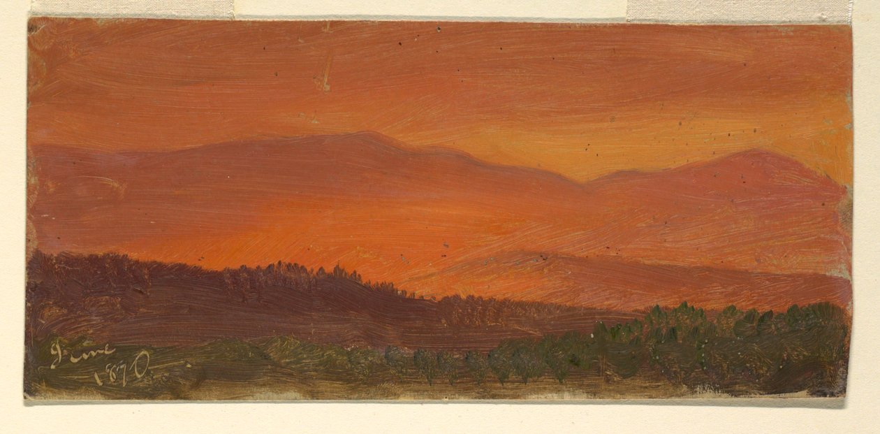 Dolina Hudson i odległe góry o zachodzie słońca autorstwa Frederic Edwin Church