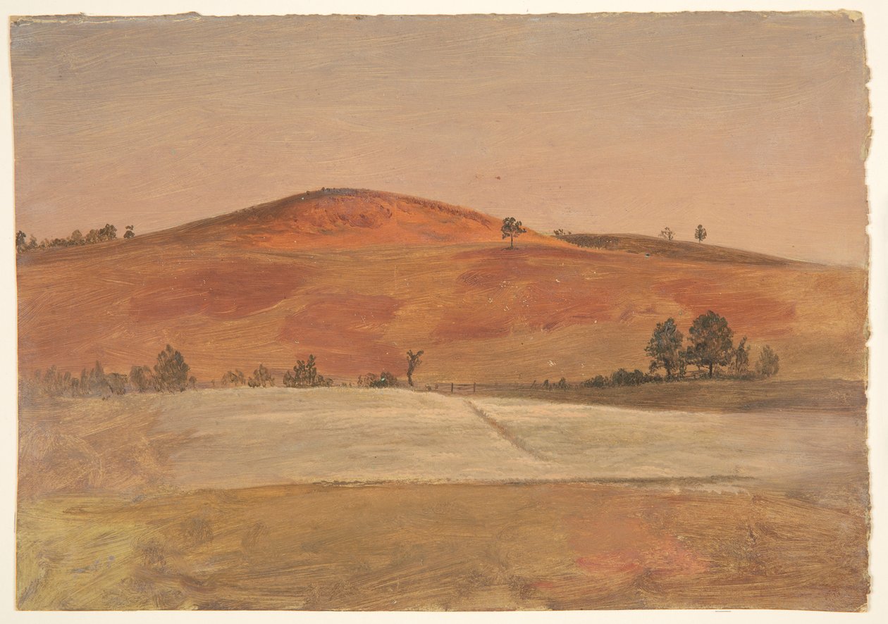 Krajobraz z niskim wzgórzem i polami autorstwa Frederic Edwin Church