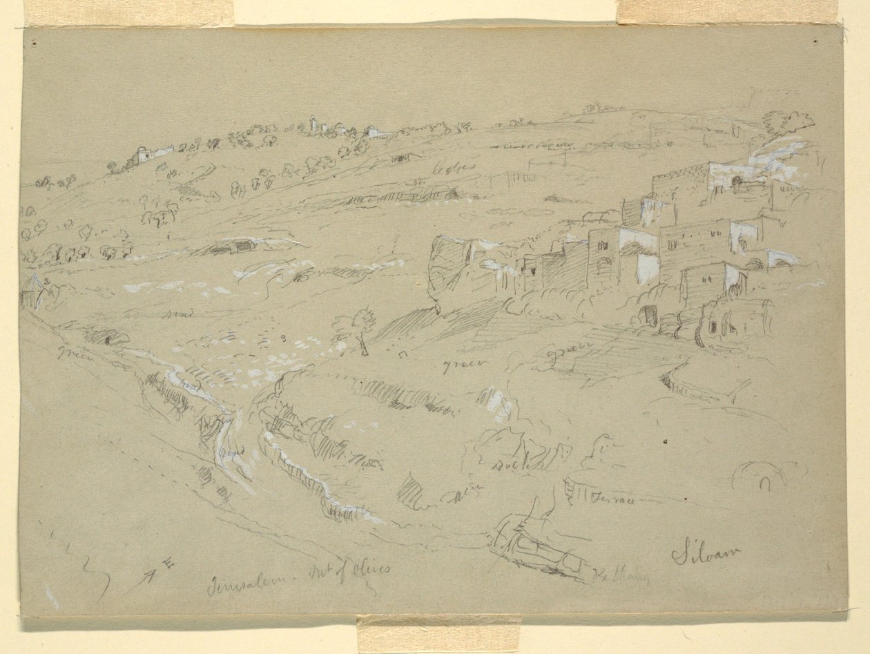 Góra Oliwna, Betania, Siloam i Jerozolima, Palestyna [Betania i Silwan, Wschodnia Jerozolima i Jerozolima, Izrael] autorstwa Frederic Edwin Church