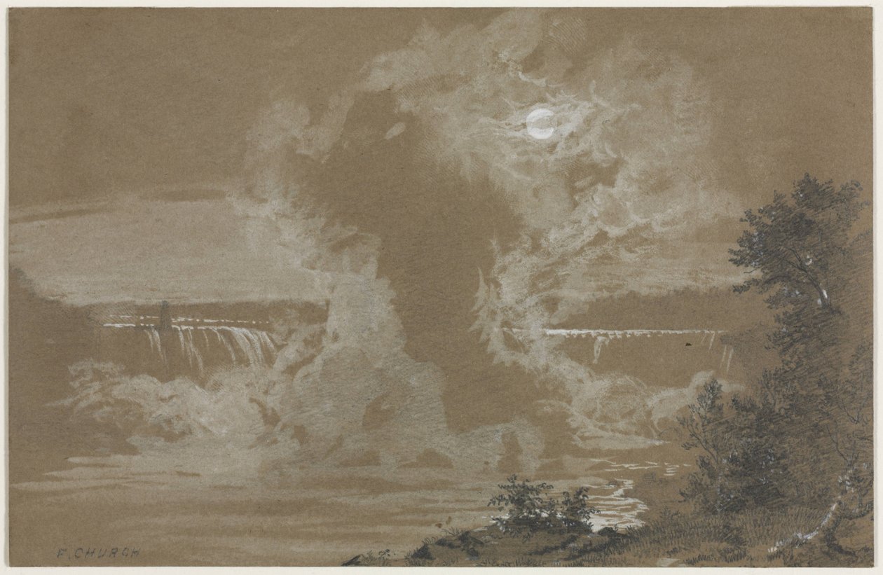 Wodospad Niagara w świetle księżyca autorstwa Frederic Edwin Church