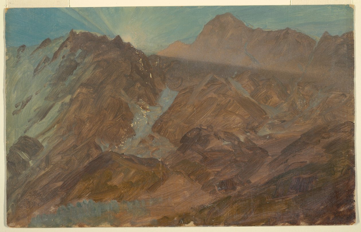 Szczyty i lodowiec o wschodzie słońca, Alpy Berneńskie, Szwajcaria autorstwa Frederic Edwin Church