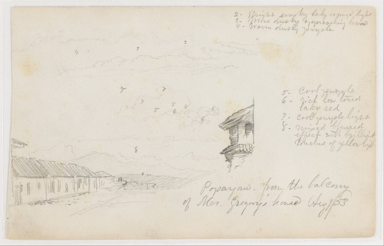 Popayan, Kolumbia; Verso: Krajobraz górski, Kolumbia autorstwa Frederic Edwin Church