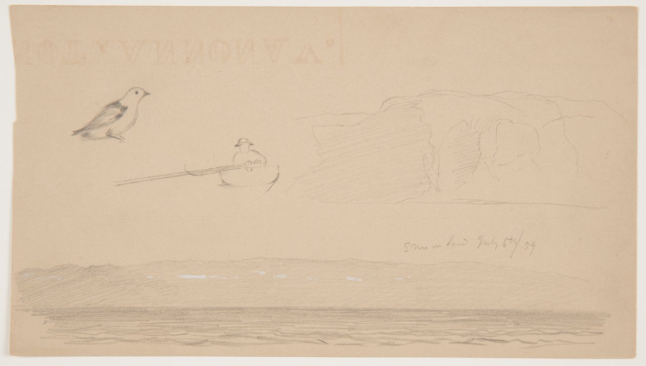 Szkice z Labrador of Snow on Land, Man in Boat i Bird autorstwa Frederic Edwin Church