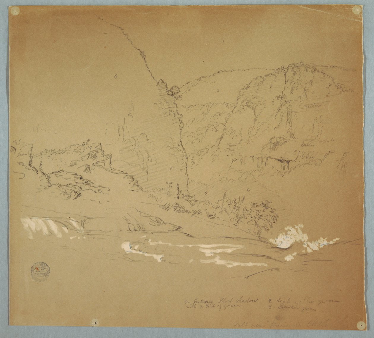 Strumień prowadzący do krawędzi wodospadu w pobliżu Hacienda Chillo, Ekwador autorstwa Frederic Edwin Church