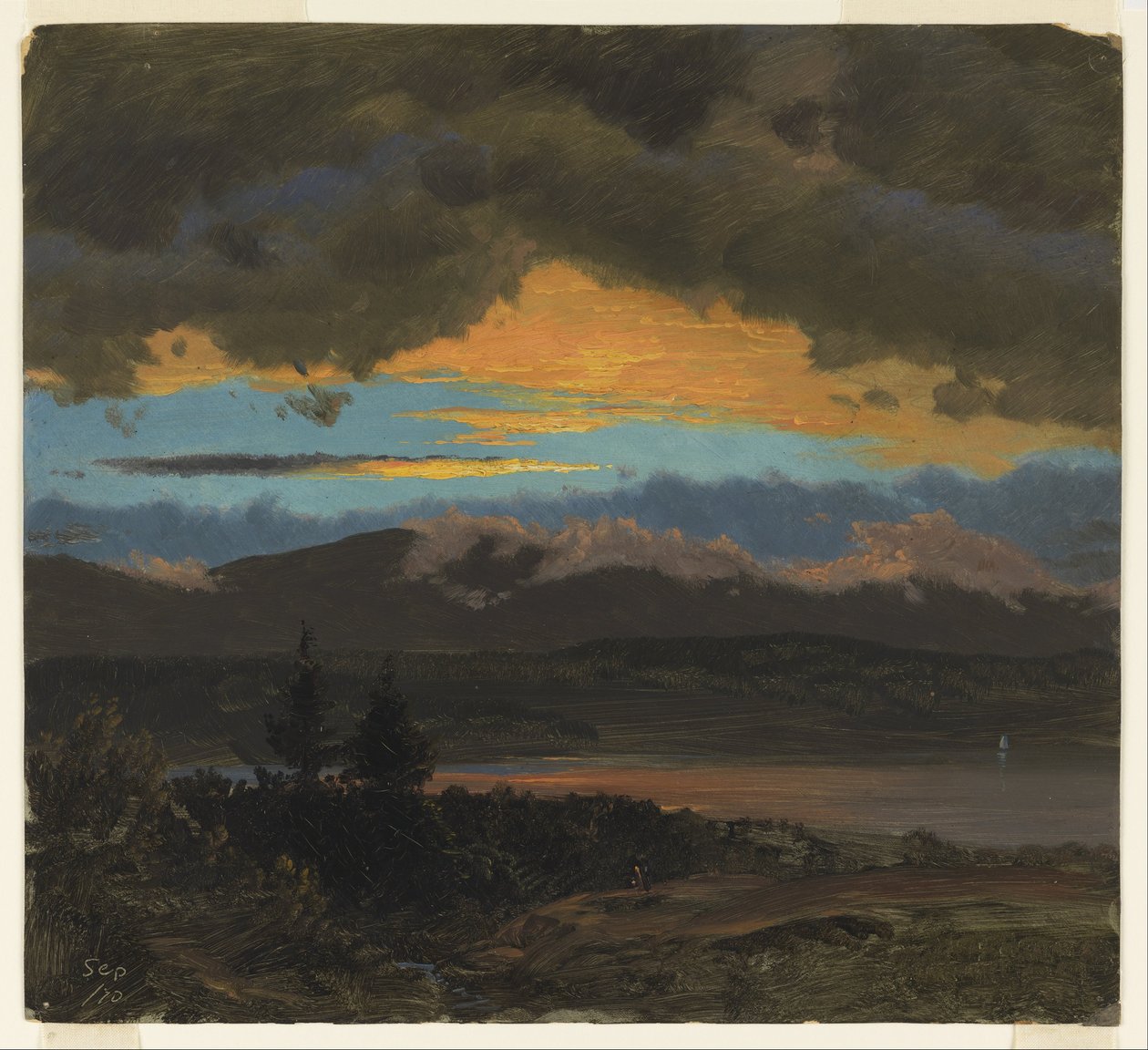 Zachód słońca nad doliną Hudson, Nowy Jork autorstwa Frederic Edwin Church