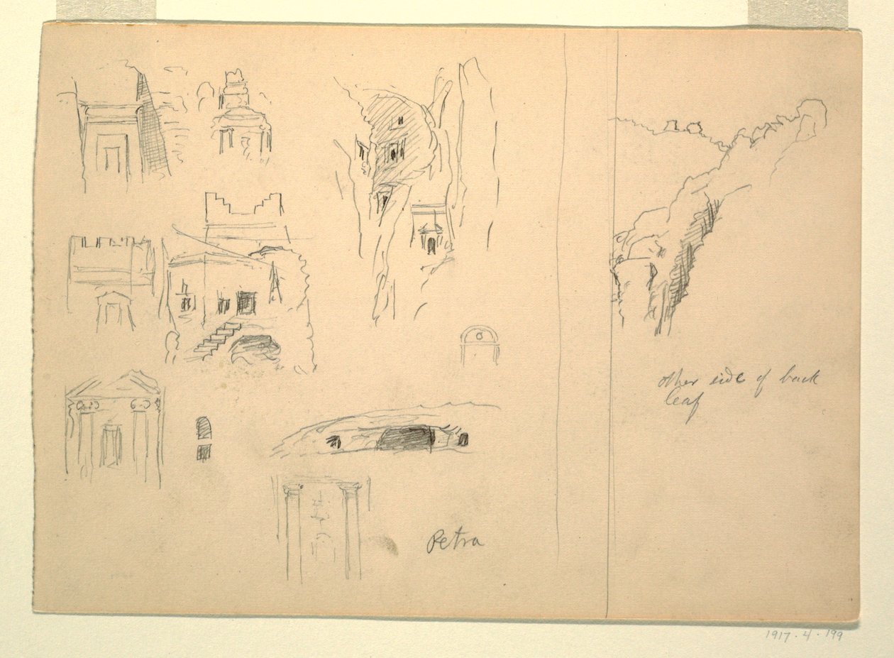 Dziesięć badań grobowców i widok skał, Petra, Jordania autorstwa Frederic Edwin Church