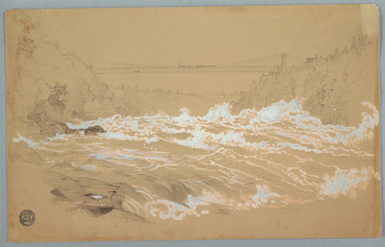 Wąwóz, Niagara, patrząc w stronę wiszącego mostu autorstwa Frederic Edwin Church