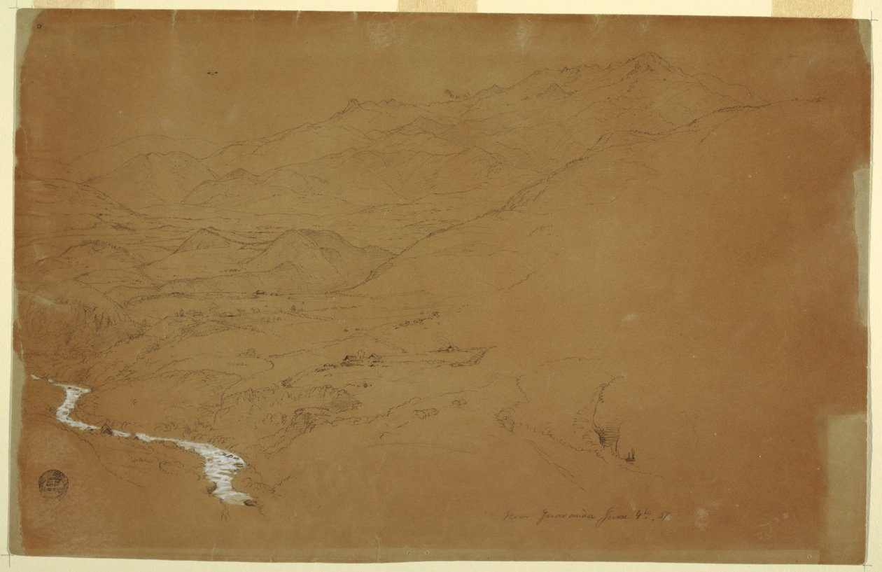 Dolina ze strumieniem i domami, niedaleko Guaranda, Ekwador autorstwa Frederic Edwin Church