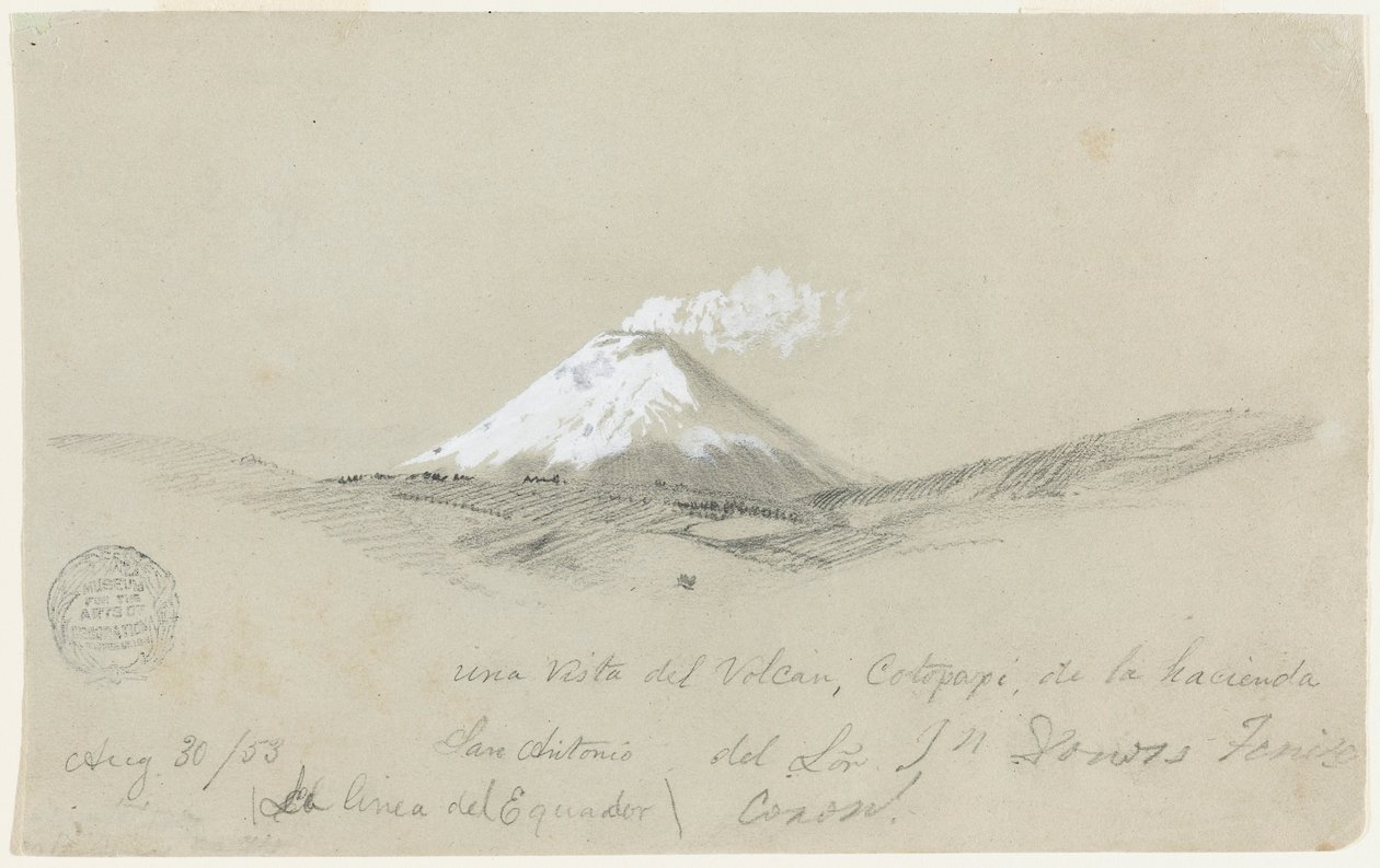 Widok na Cotapaxi z Hacjendy San Antonio, Ekwador autorstwa Frederic Edwin Church