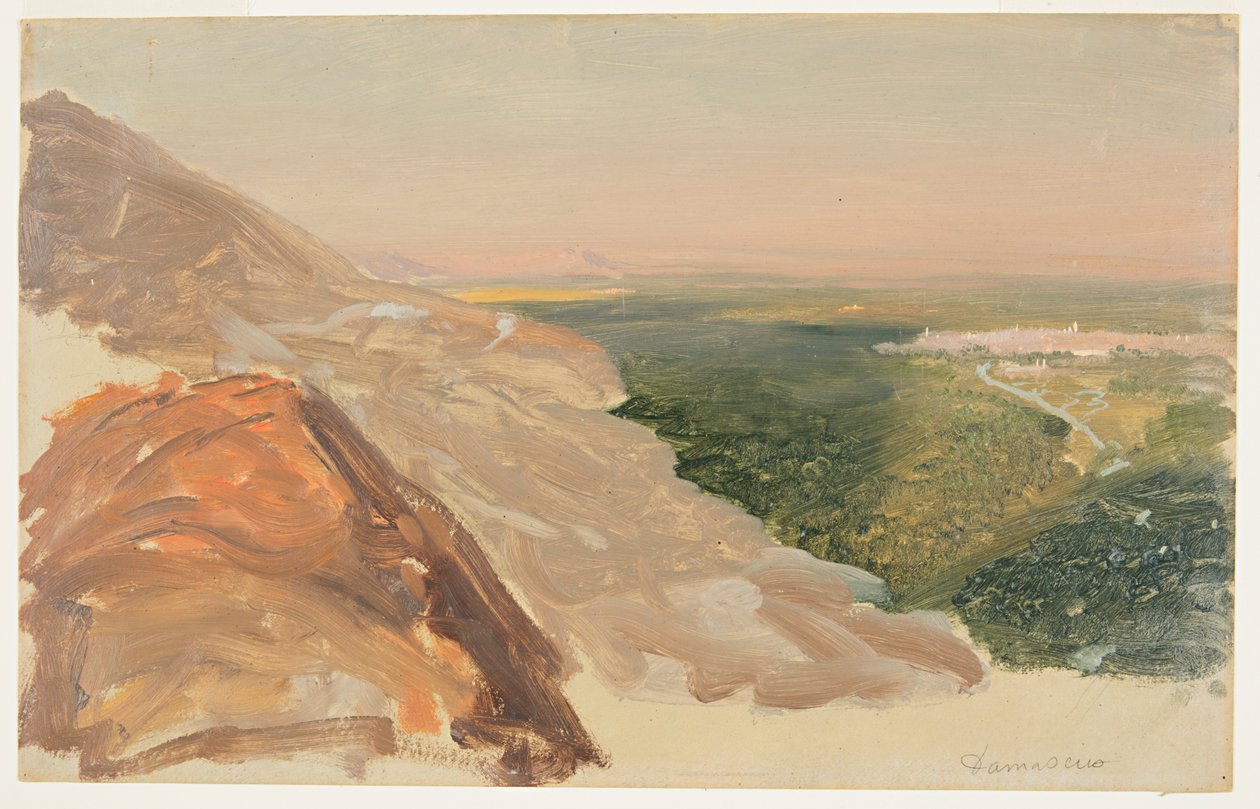 Widok na równinę z Damaszkiem w Syrii z gór. autorstwa Frederic Edwin Church