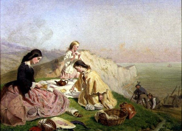 Piknik na klifie (olej na płótnie) autorstwa Frederic James Shields
