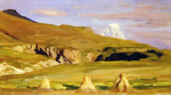 Pola kukurydzy (olej na panelu) autorstwa Frederic Leighton