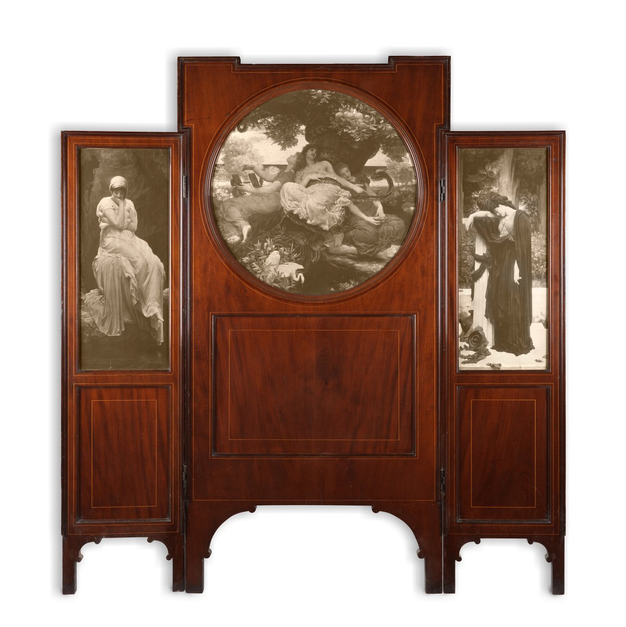 Trzykrotny mahoniowy ekran z wstawkami drukowanymi (zestaw trzykrotny mahoniowy ekran) autorstwa Frederic Leighton
