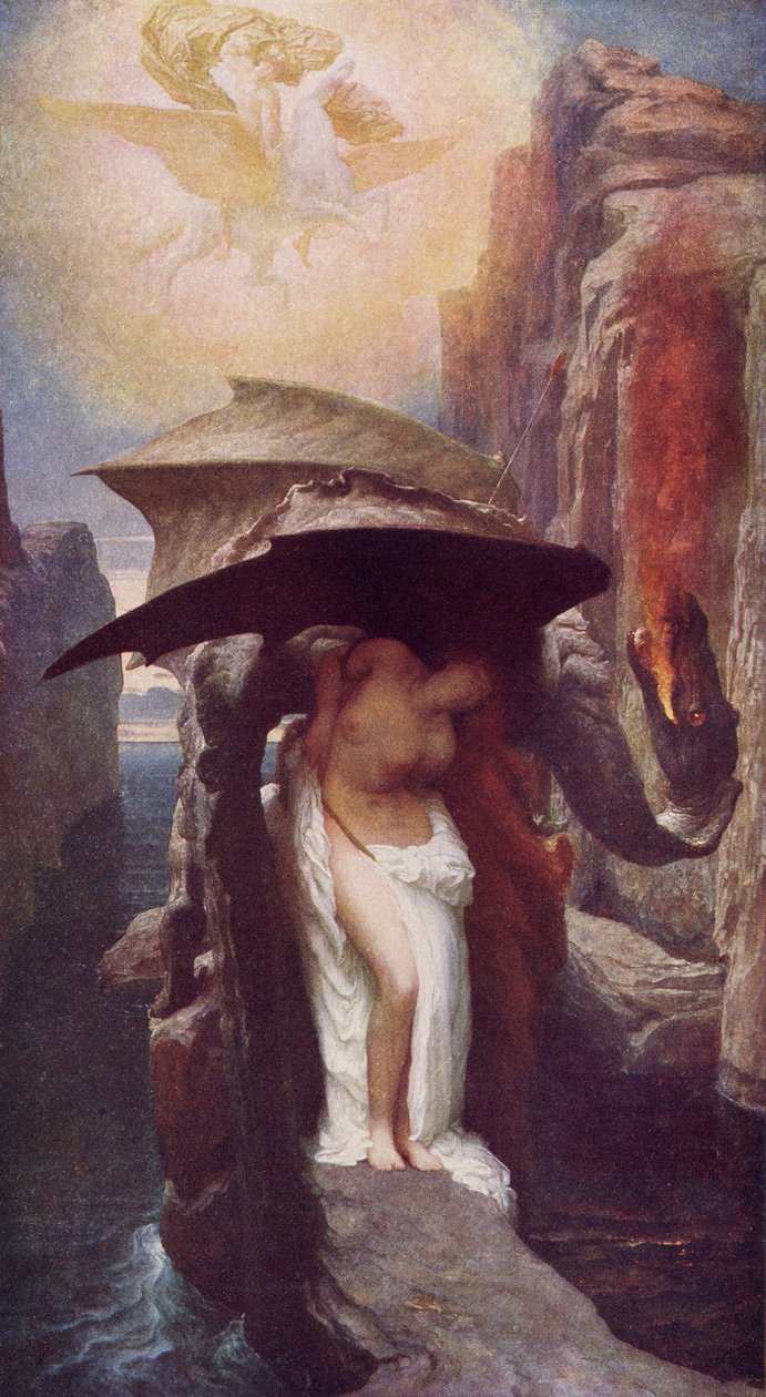 Perseusz i Andromeda, ilustracja z książki A.R. Hope Moncrieff „Klasyczny mit i legenda”, wydanej ok. 1910 r. autorstwa Frederic Leighton