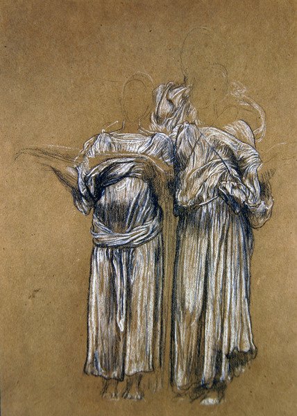 Studium muzyczne (kreda na papierze) autorstwa Frederic Leighton