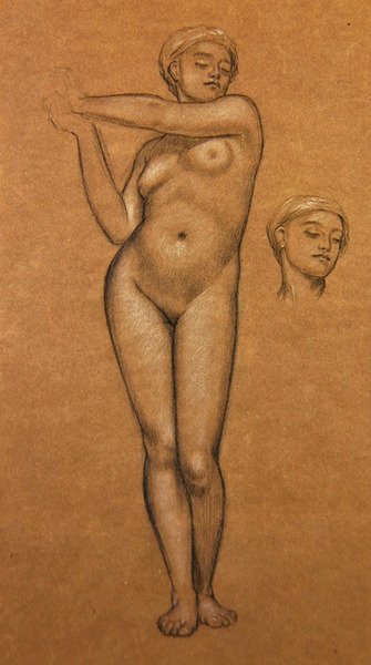 Studium dla Hiszpanki (podwyższenie węgla i bieli na papierze) autorstwa Frederic Leighton