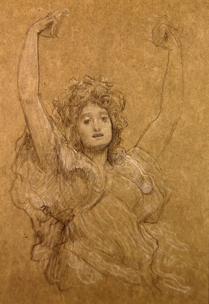 Studium tańczącej dziewczyny (czarno-biała kreda na papierze) autorstwa Frederic Leighton