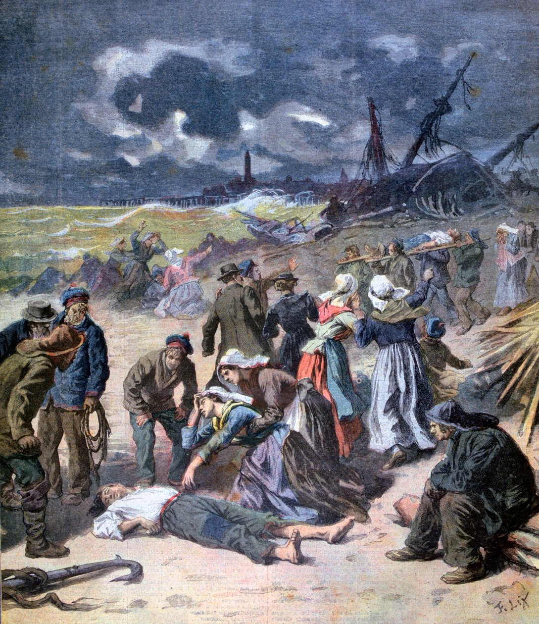 Burza w Calais, Francja, 1893 autorstwa Frederic Lix