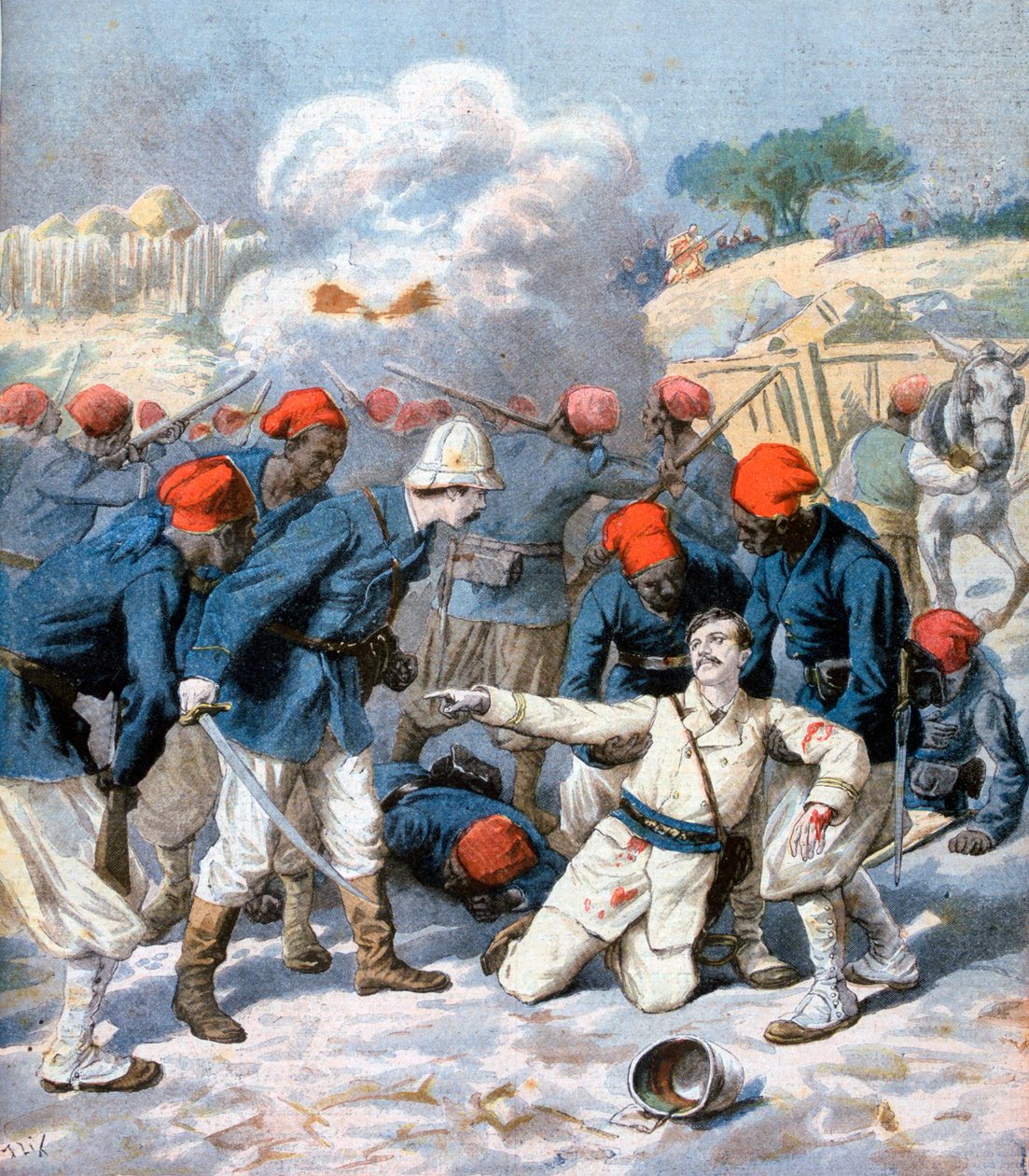 Śmierć porucznika Lecerfa, bitwa pod Napa, Nigeria, 1894 autorstwa Frederic Lix