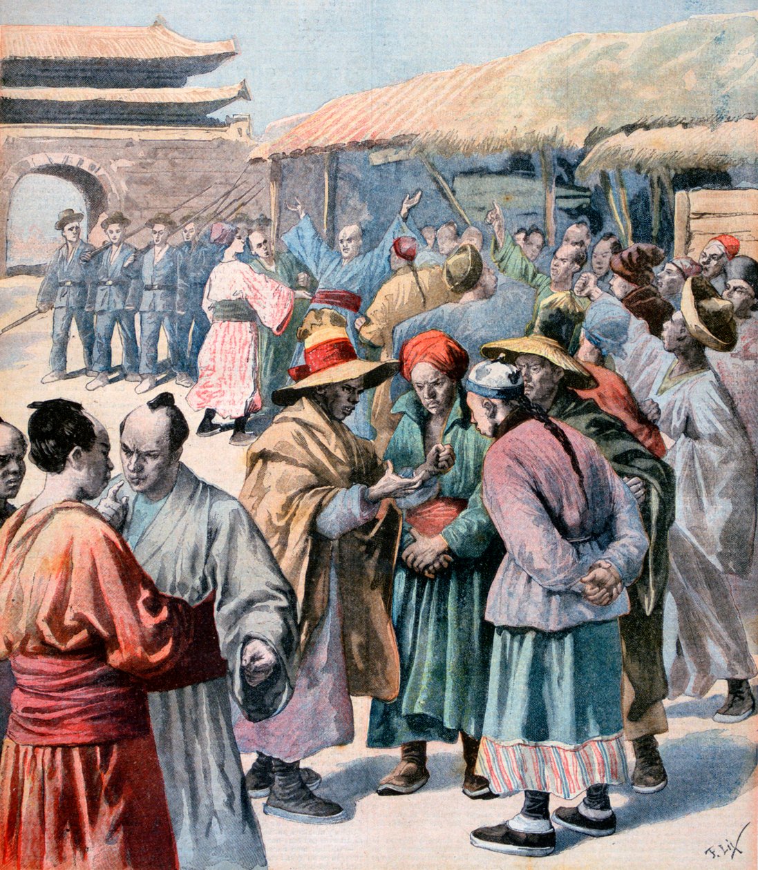 Zakłócenia w Seulu, Korea, 1894 autorstwa Frederic Lix