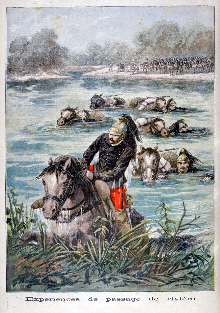 Kawaleria francuska przechodząca przez rzekę, 1896 autorstwa Frederic Lix