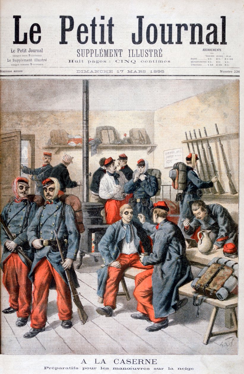 W koszarach, Przygotowanie do manewrów na śniegu, 1895 autorstwa Frederic Lix